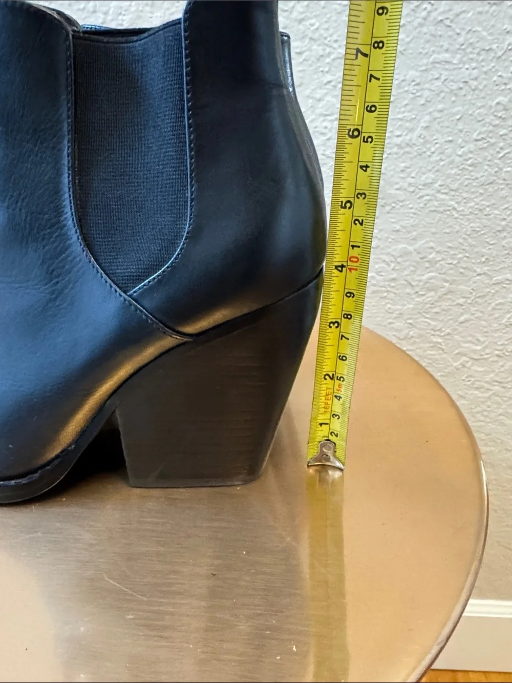 bp Black Leather Chelsea Ankle Boot with Block Heel